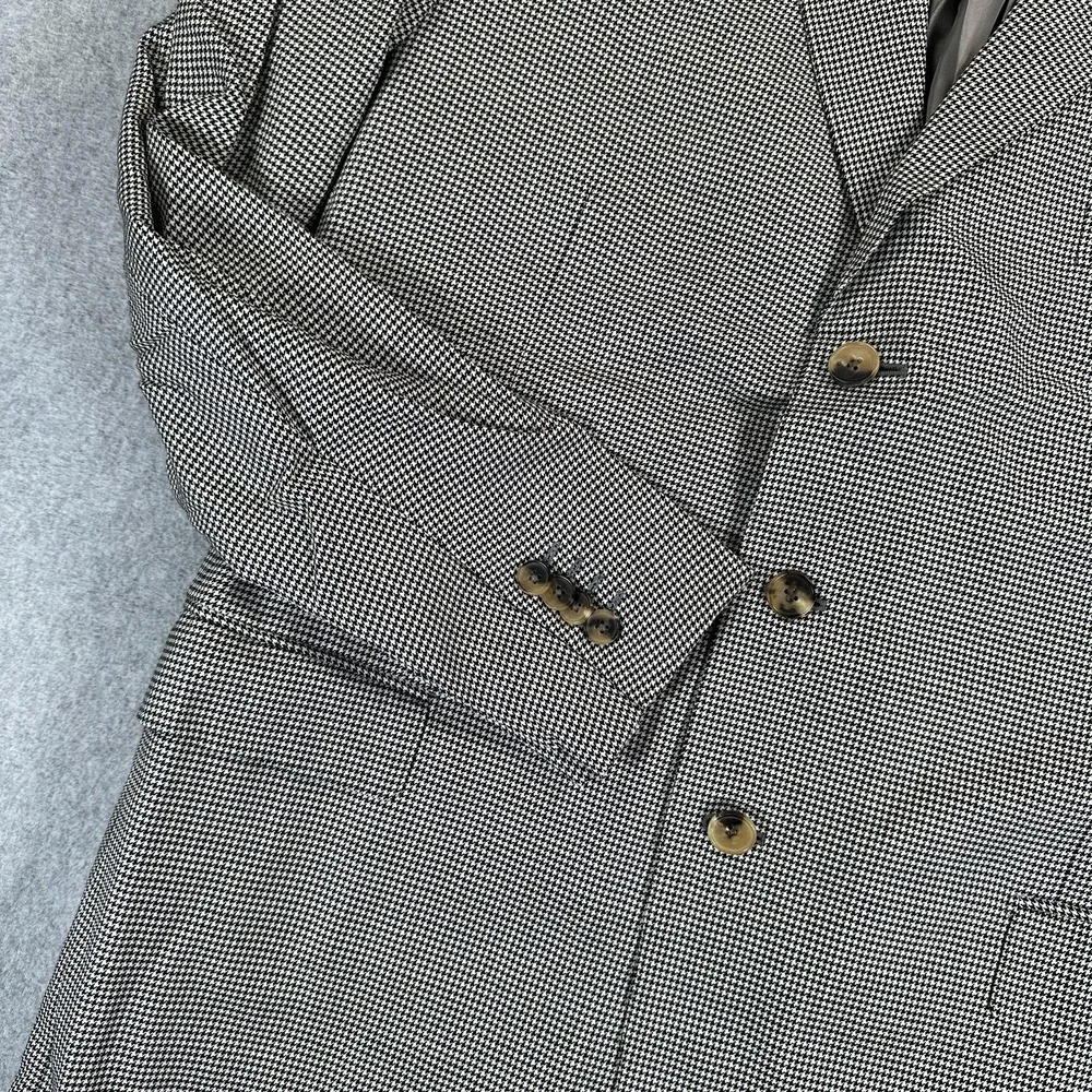 Ermenegildo Zegna Blazer Sport Coat Mens 48 Wool Houndstooth Three Button Italy